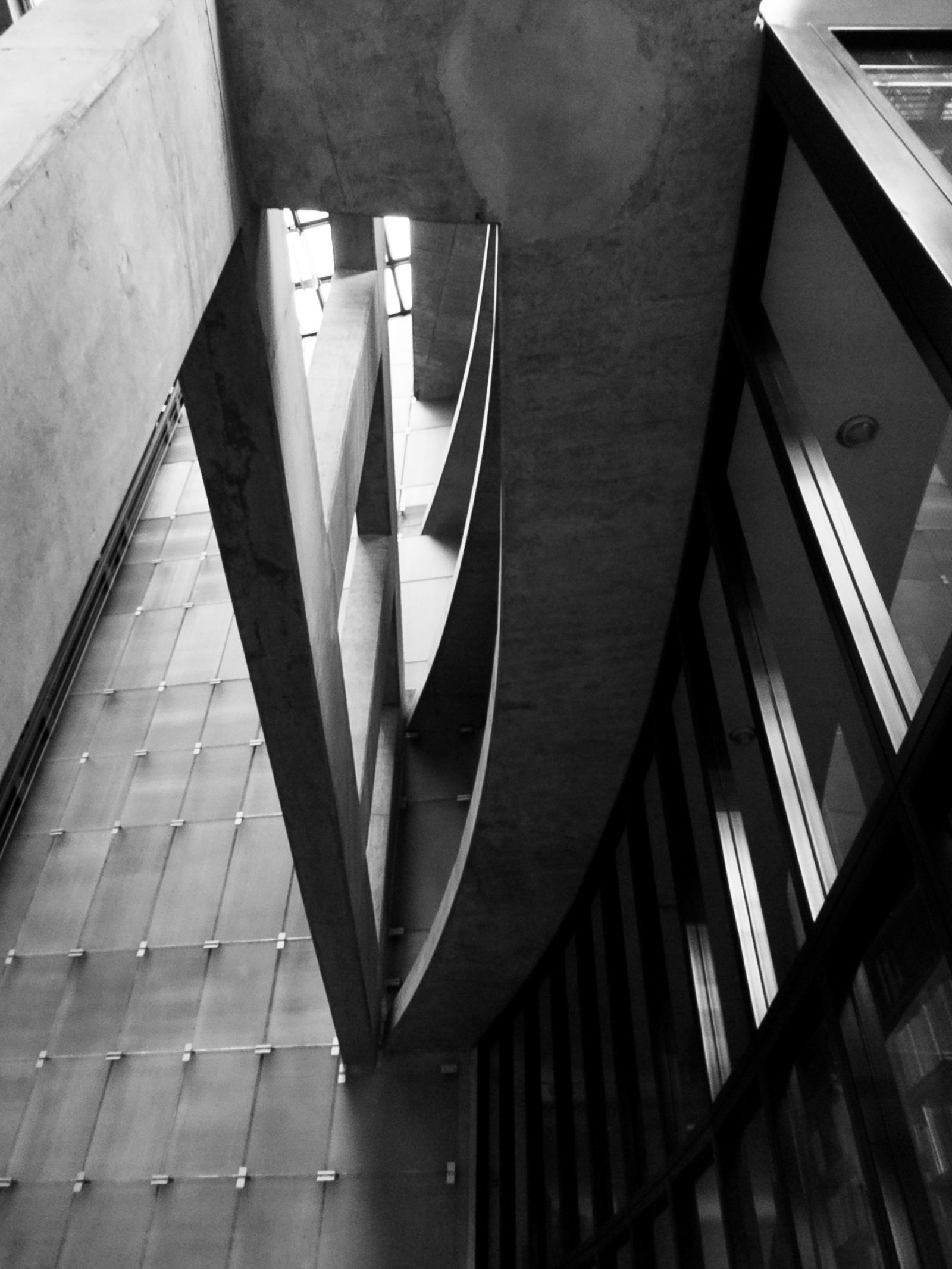 Concrete and glass interior space at SK Stiftung in Cologne
